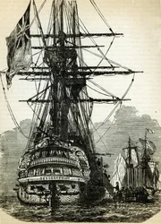 Napoleón rindiéndose al Capitán Maitland en 1808 a bordo del Bellerophon